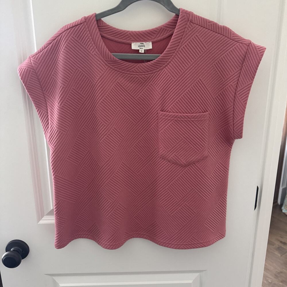 Women’s Entro Sleeveless Heavyweight Pocketed Coral Pink Textured Top Size M